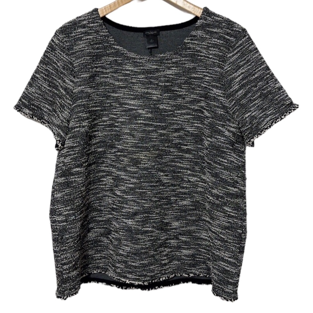 Ann Taylor Factory Womens Tweed Short Sleeve Top